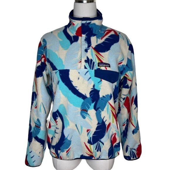 Patagonia Synchilla Feather Dance 1/4 Snap T Fleece Pullover Sweater Size Small - Picture 2 of 9